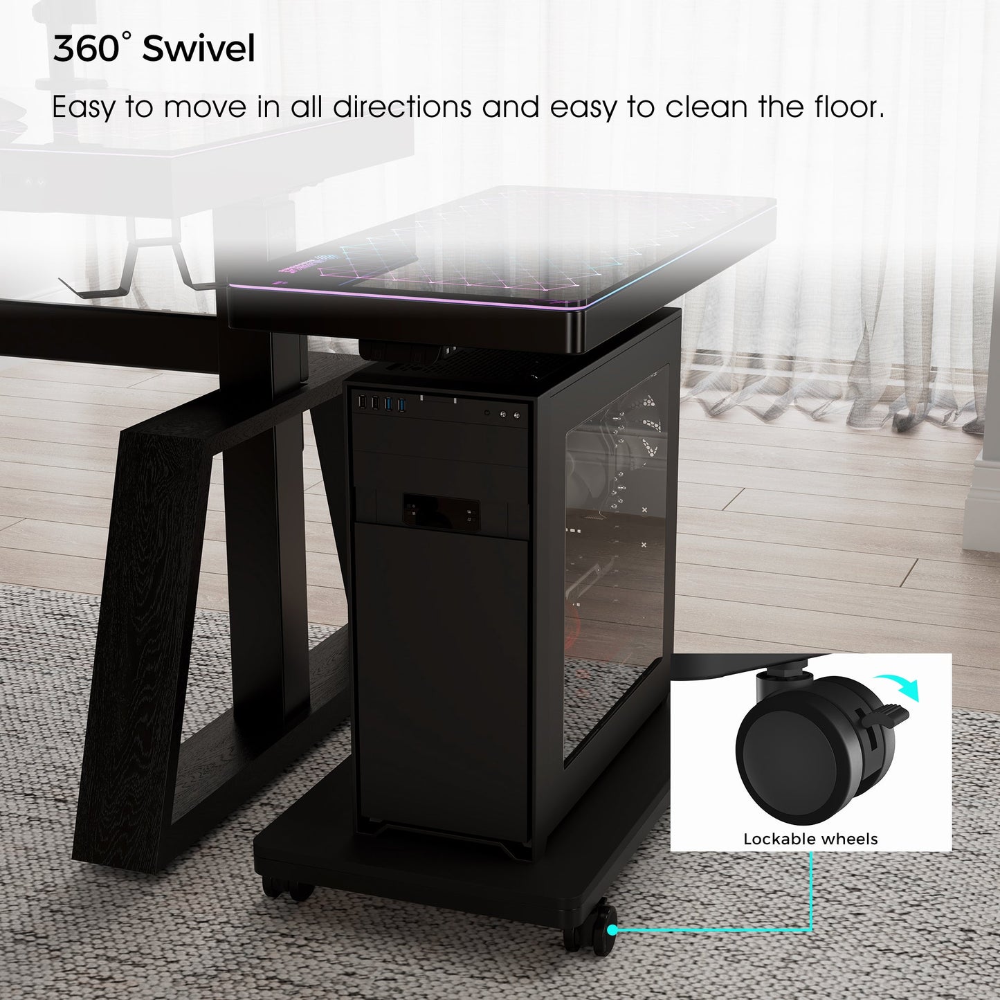 Height-Adjustable Illuminated Panel CPU Cart