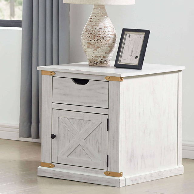 Bacerra Side Table Antique White & Gold