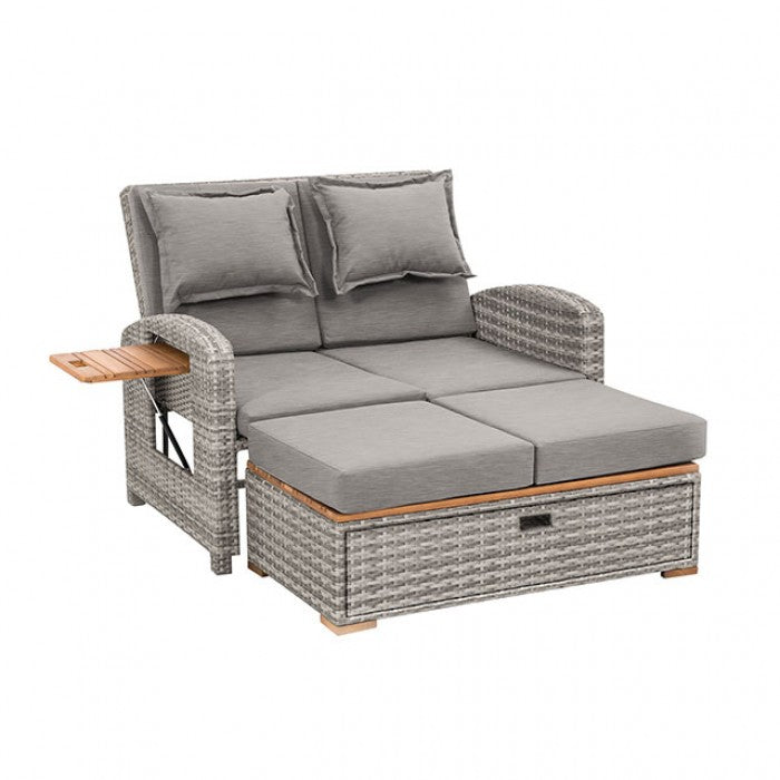 Bahia Tobago Reclining Chaise Lounge Outdoor Sofa Gray Wicker