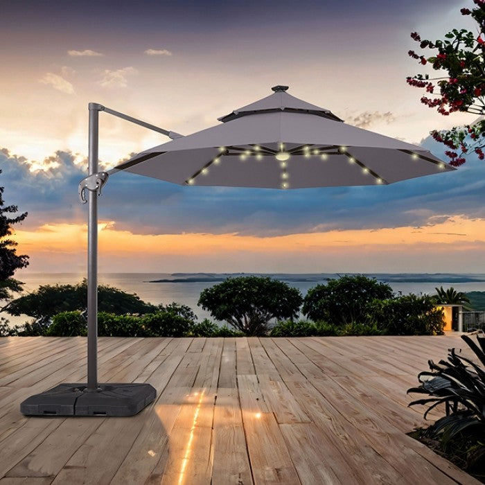 Nuti 10 Ft Round Umbrella w/ LED Light Umbrella Gray