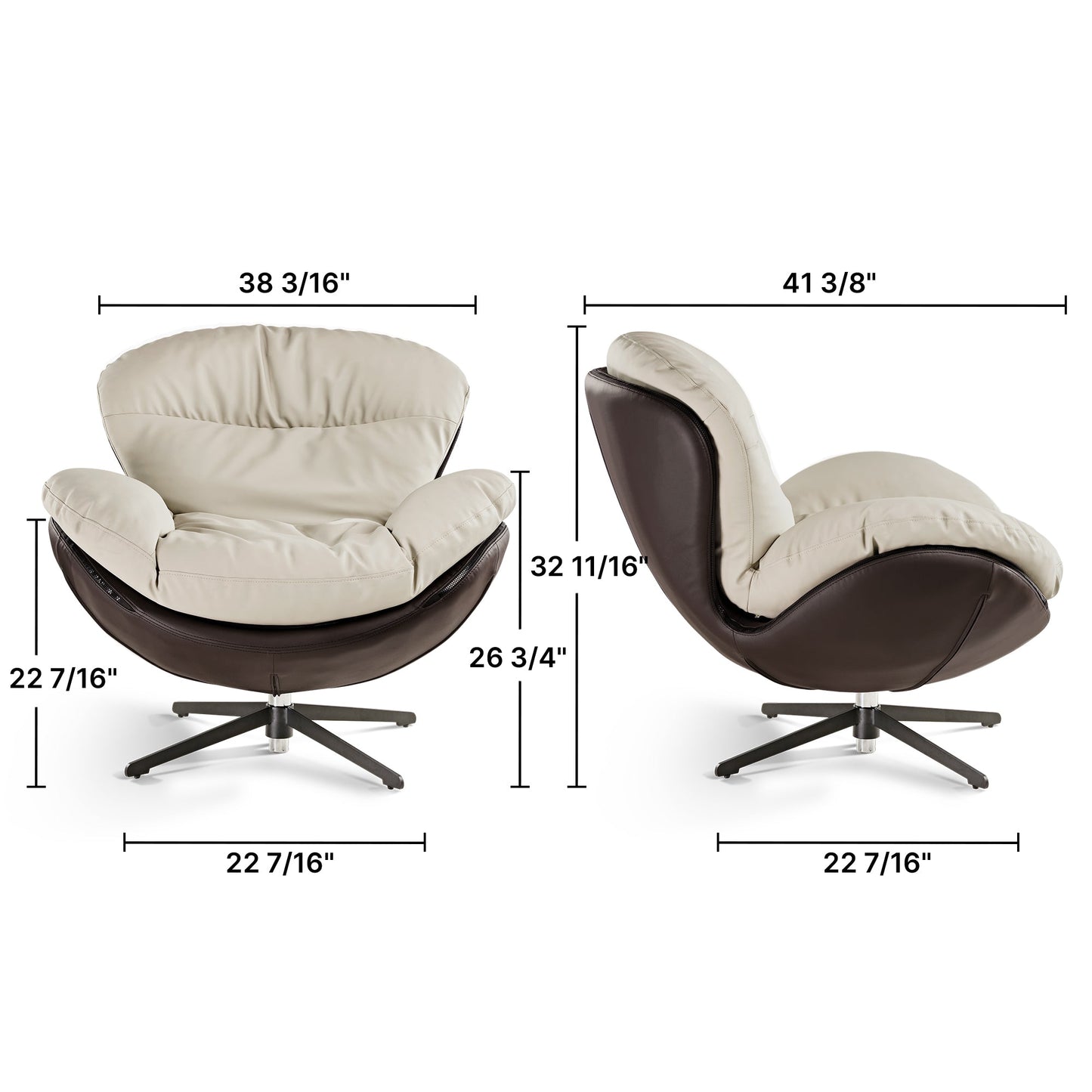 Alexia, Comfy Soft Swivel Lounge Chair, Gray