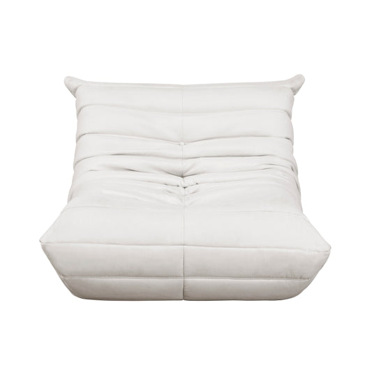 Seven plush floor chair in beige microfiber, front view