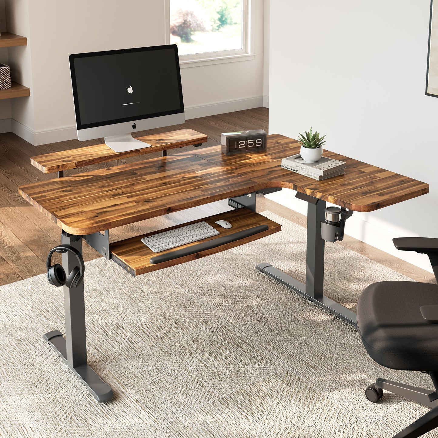 L-Shaped Standing Desk with Accessories Set (60"x23")