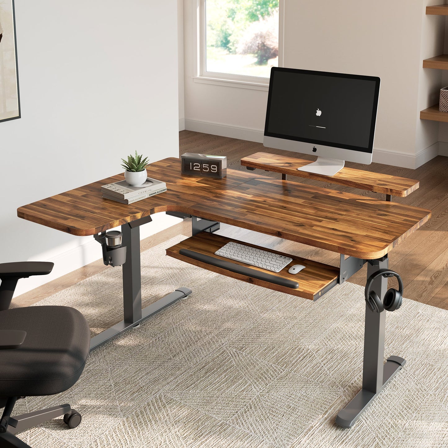 L-Shaped Standing Desk with Accessories Set (60"x23")