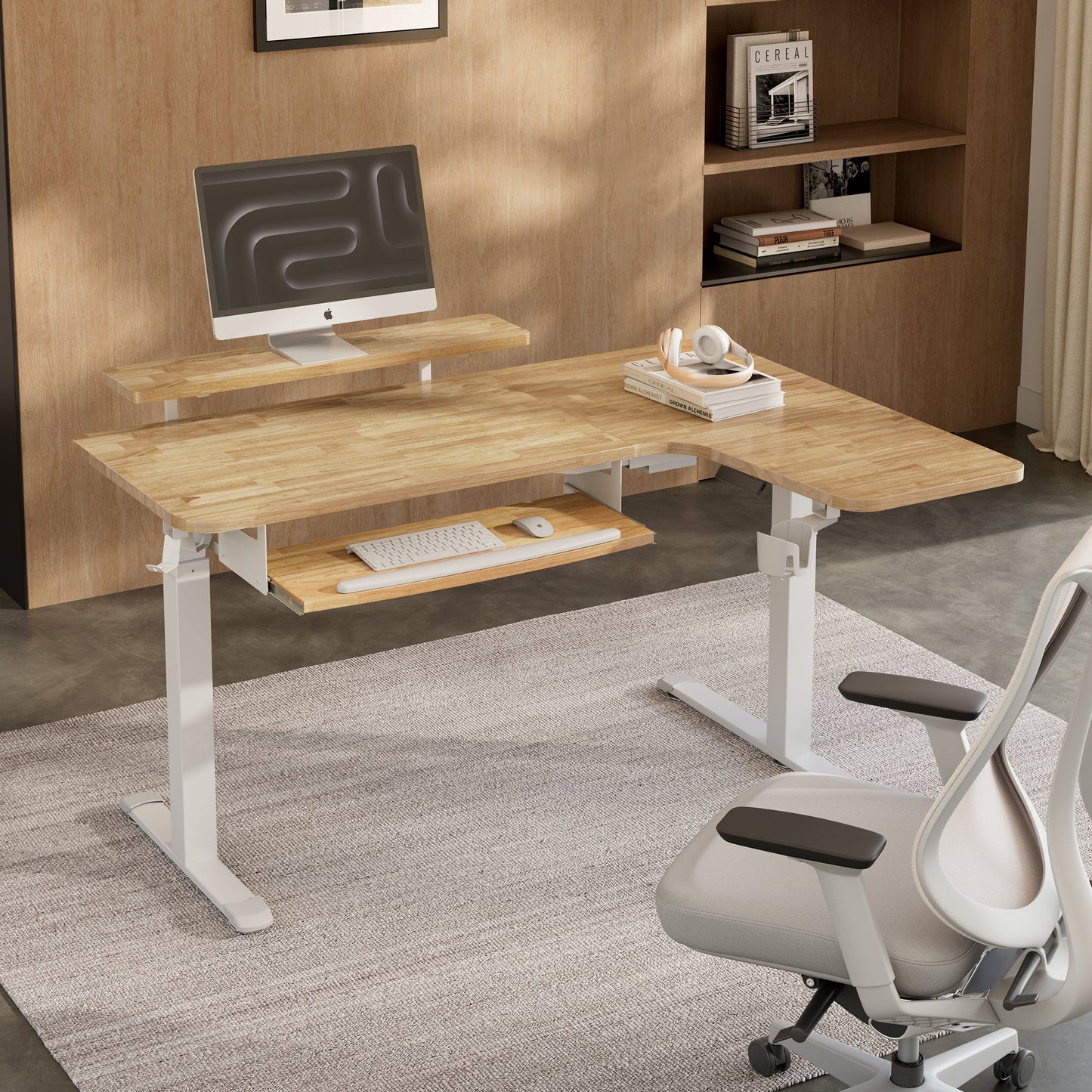 L-Shaped Standing Desk with Accessories Set (60"x23")