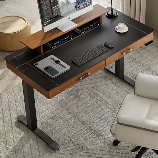 Faux Saddle Leather Adjustable Standing Desk (55"x23")