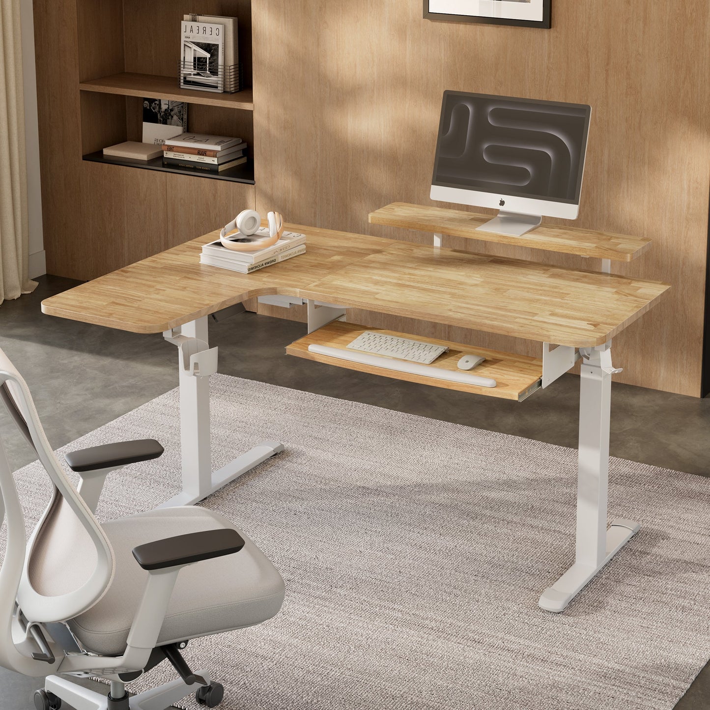 L-Shaped Standing Desk with Accessories Set (60"x23")