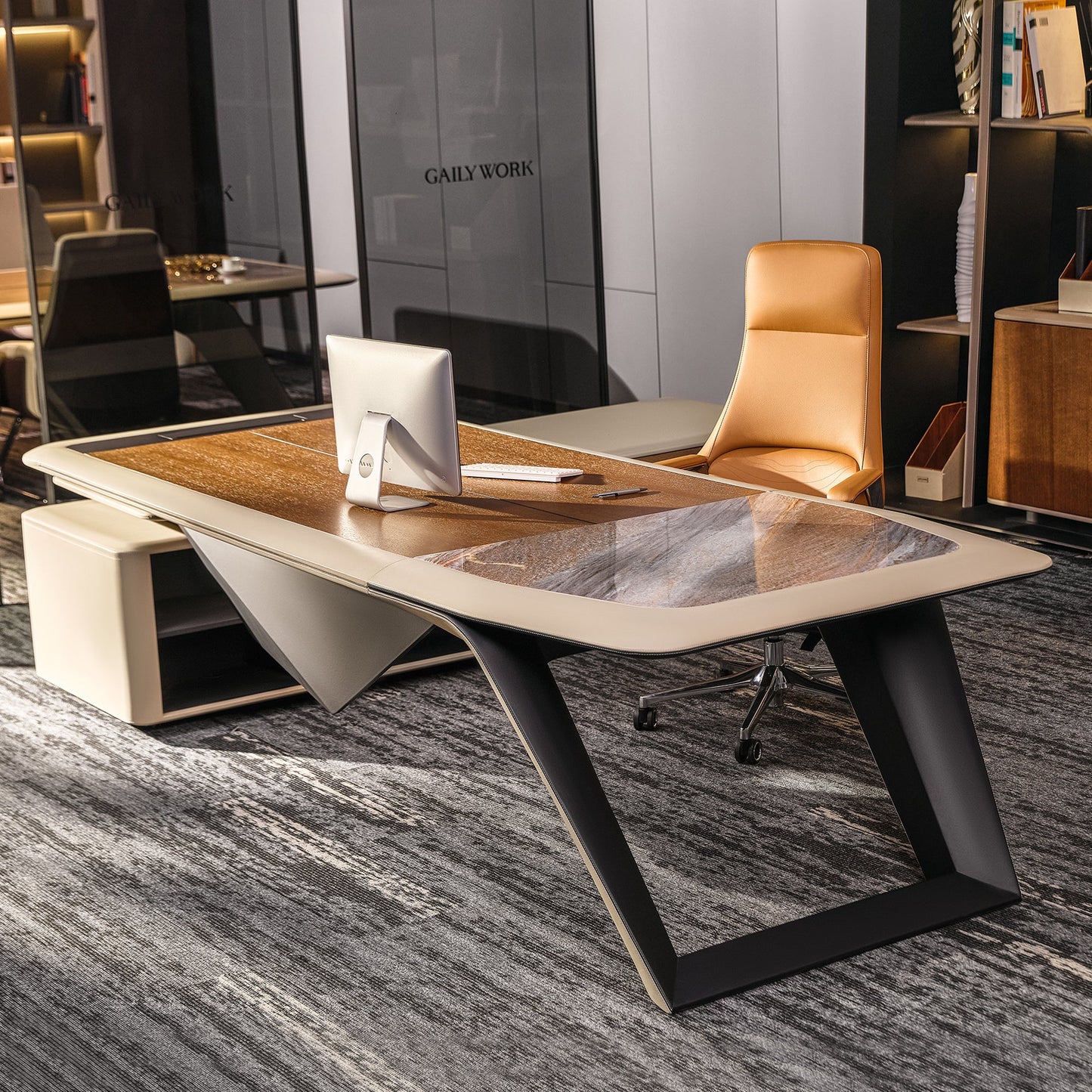 Zen Lunar, Executive Desk & Bookcase