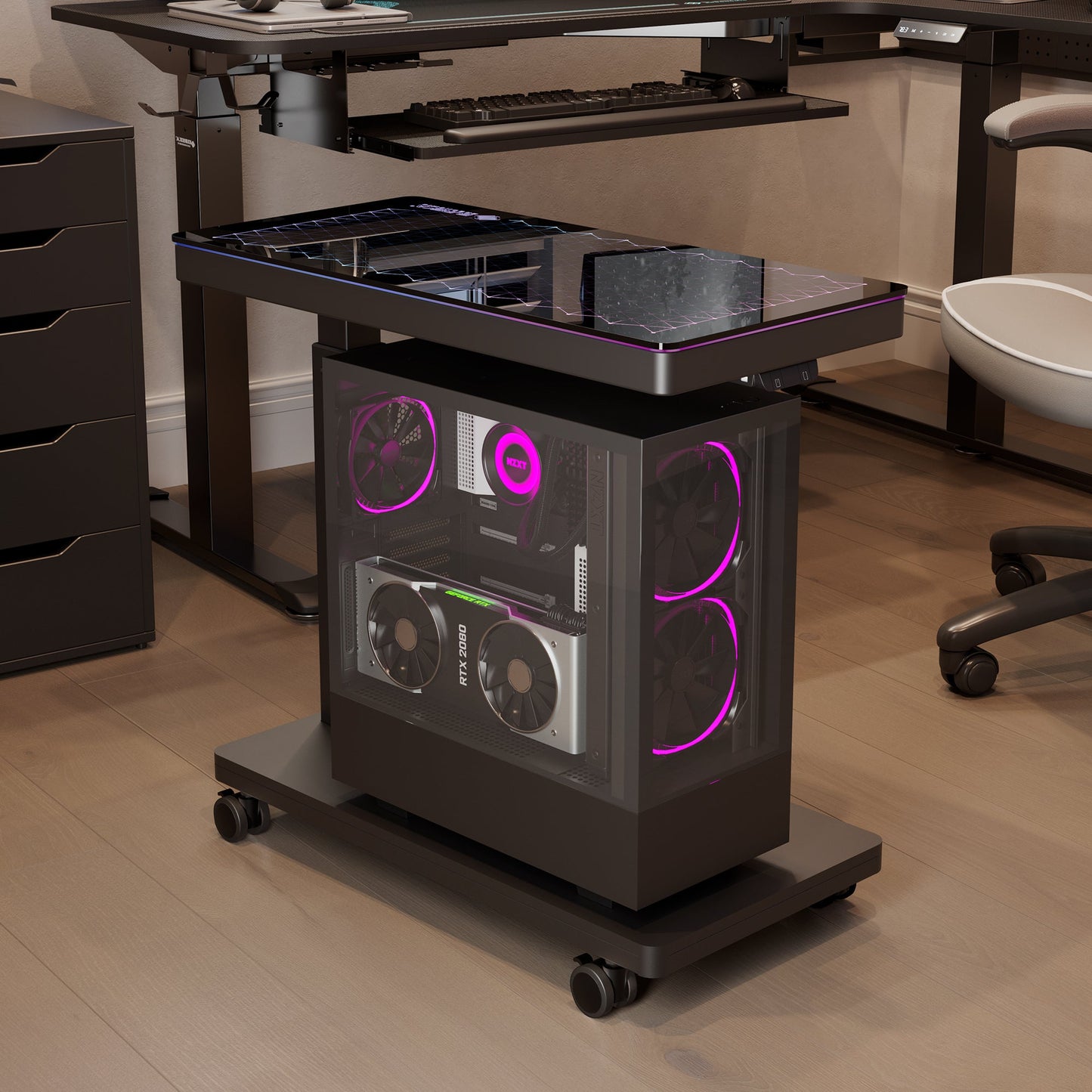Height-Adjustable Illuminated Panel CPU Cart