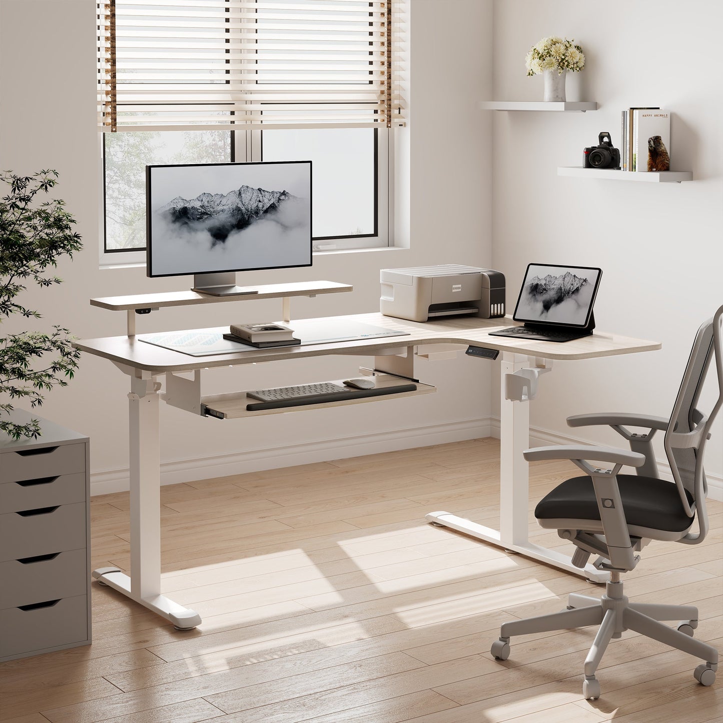 L-Shaped Standing Desk with Accessories Set (60"x23")