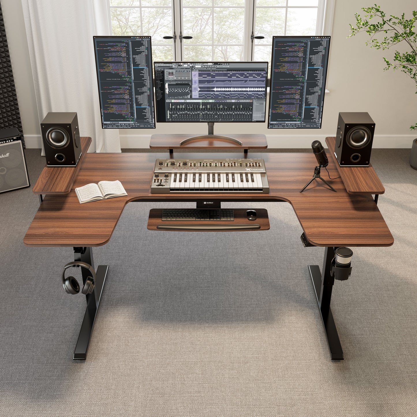 U-Shaped Standing Desk with Accessories Set (74"x23")