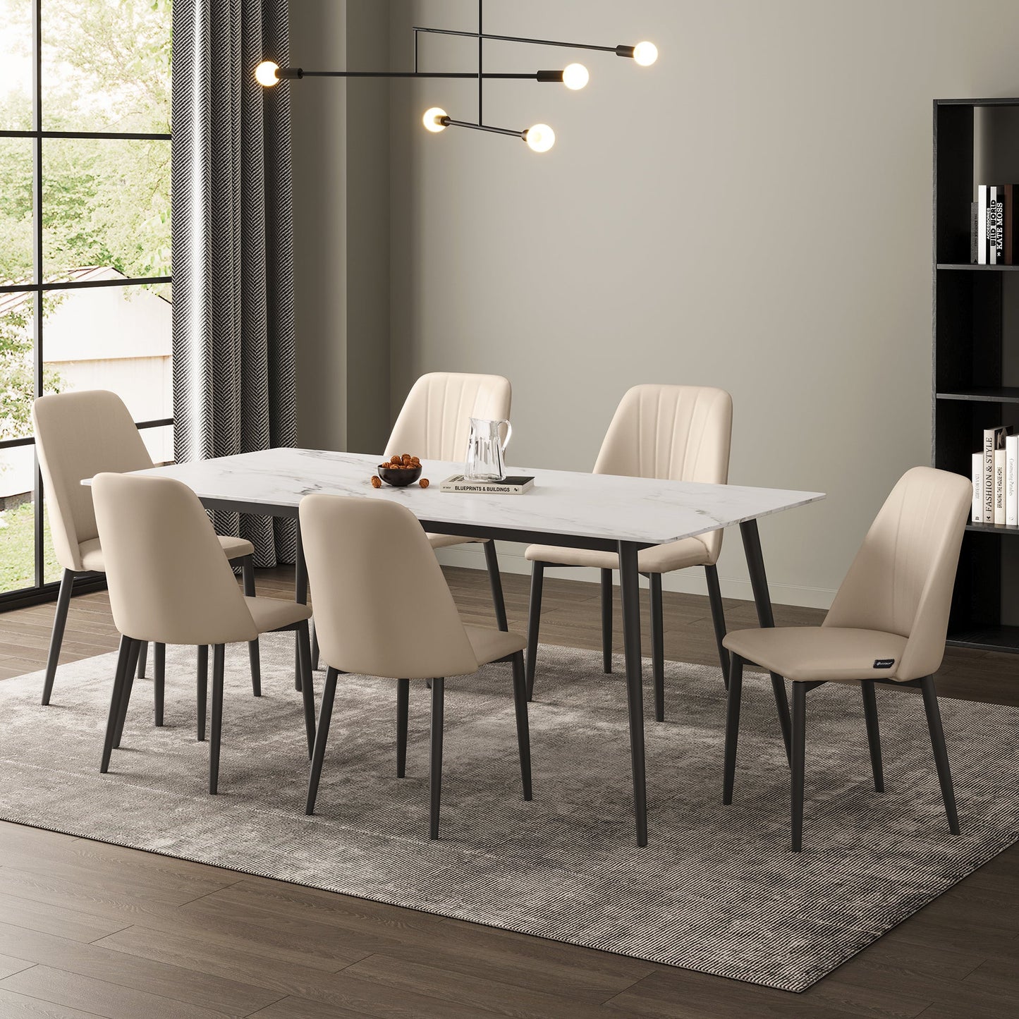 Chester, Upholstered Dining Side Chairs Set of 2, Off-white