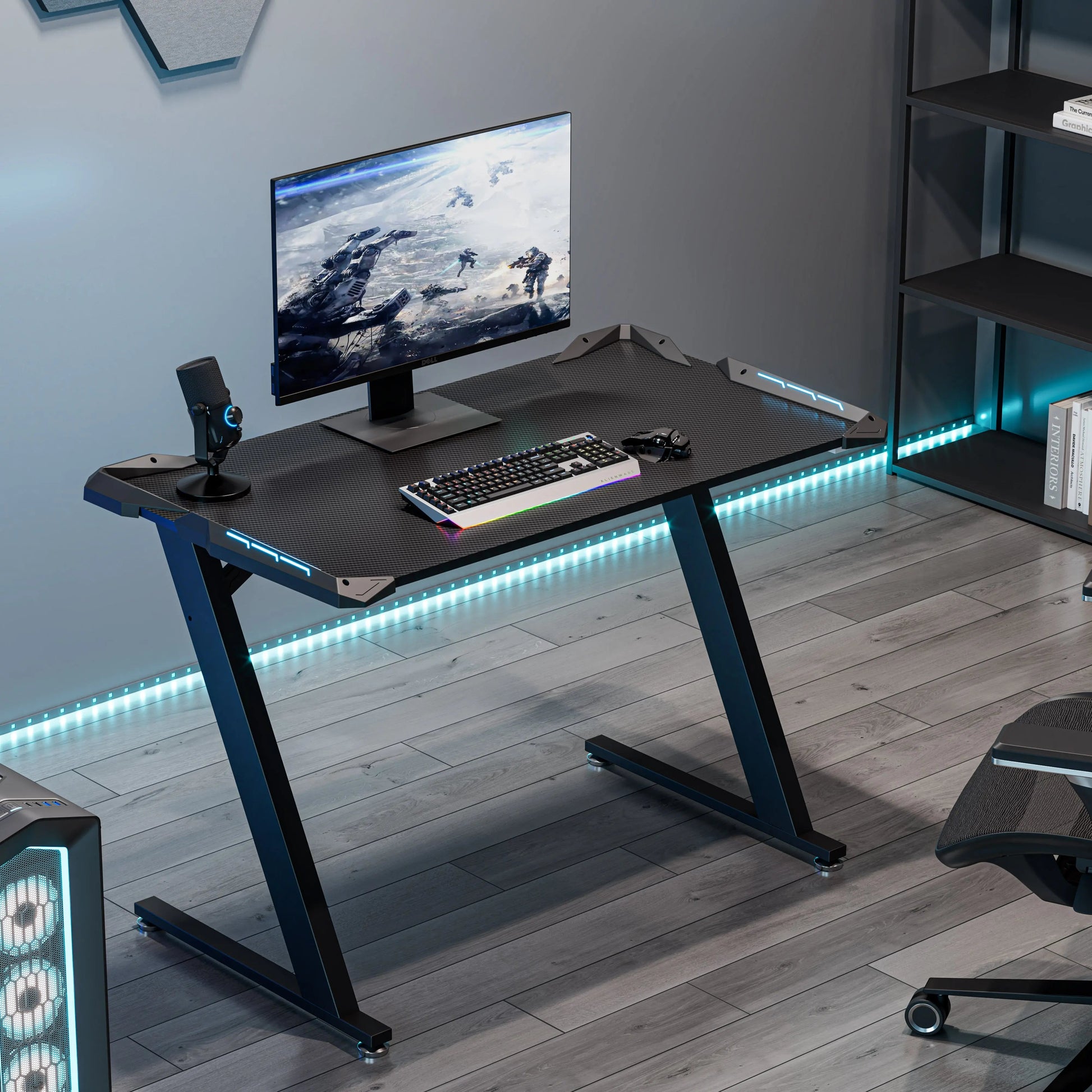Gaming Desk with Z-shaped Legs (44"x24")