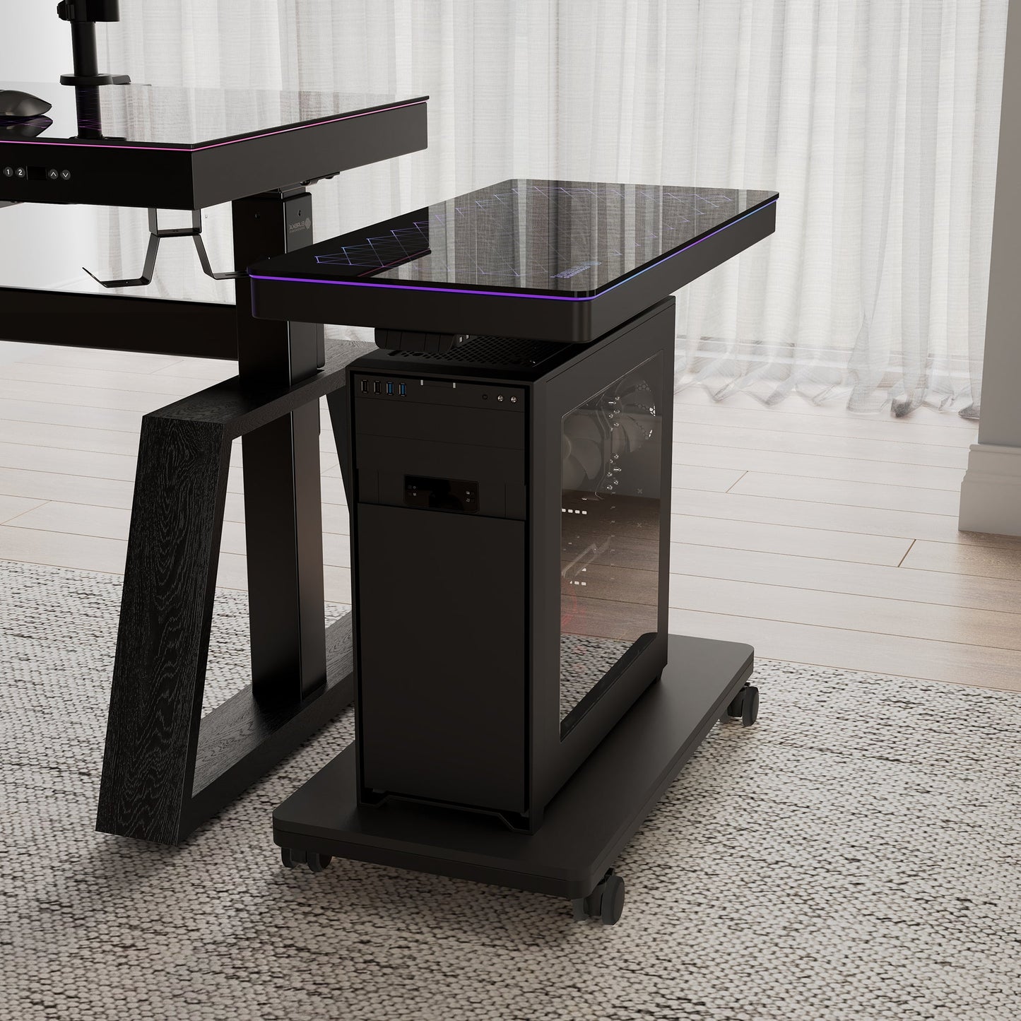 Height-Adjustable Illuminated Panel CPU Cart