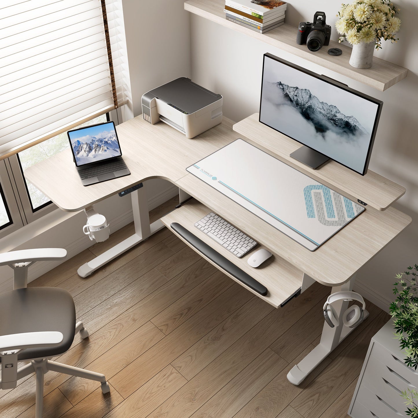 L-Shaped Standing Desk with Accessories Set (60"x23")