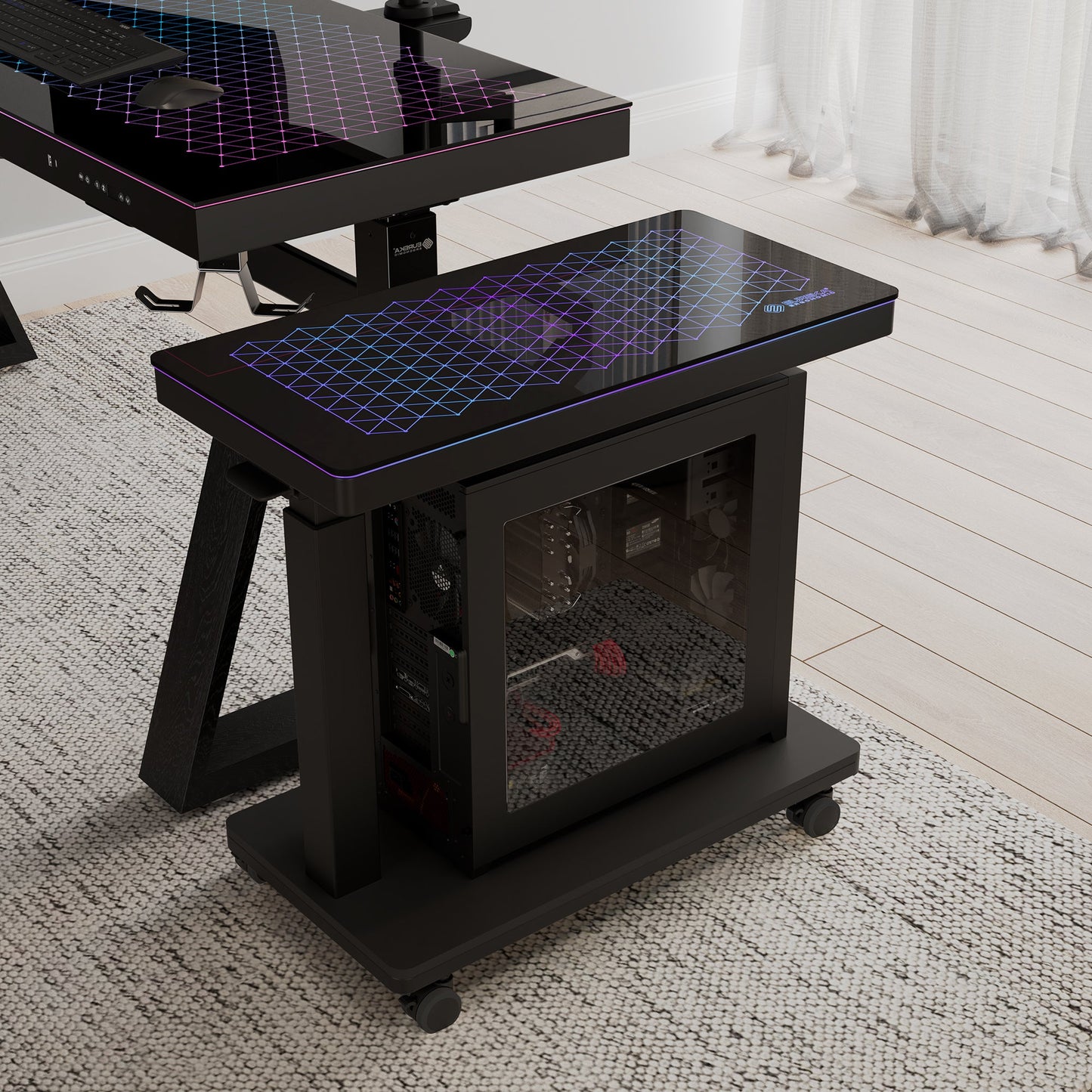 Height-Adjustable Illuminated Panel CPU Cart