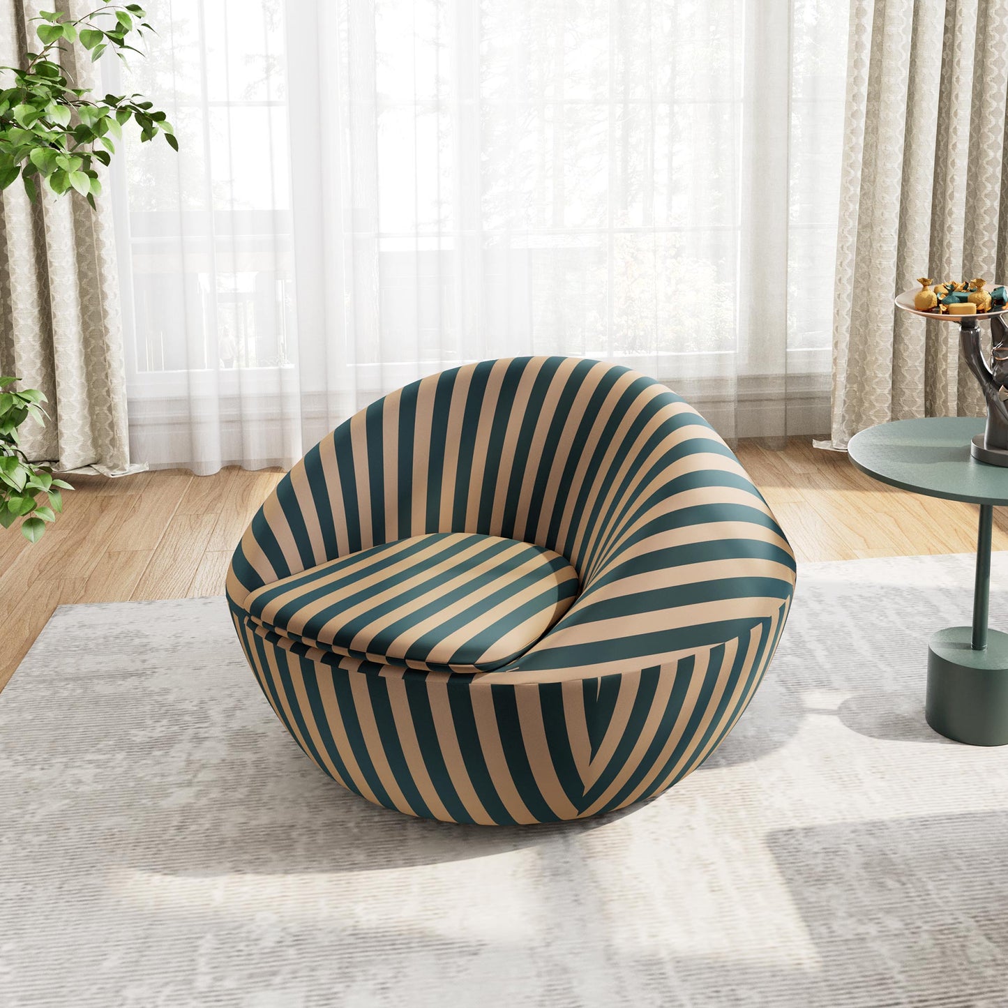 Lounge Chair-Red Yellow & Blue Yellow Stripe