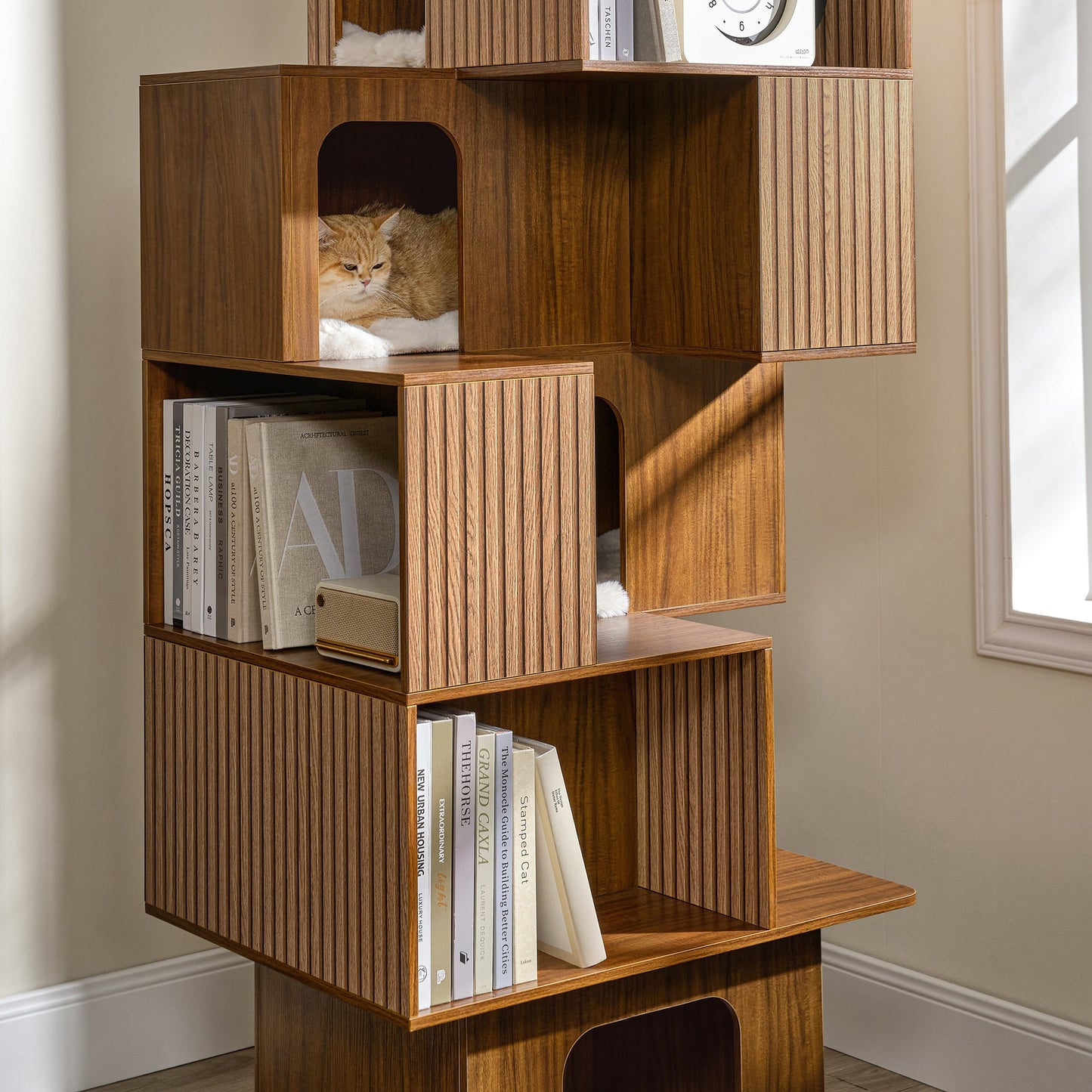 Pawlio, 72" Owner & Pet Shared Bookshelf Cat Tree