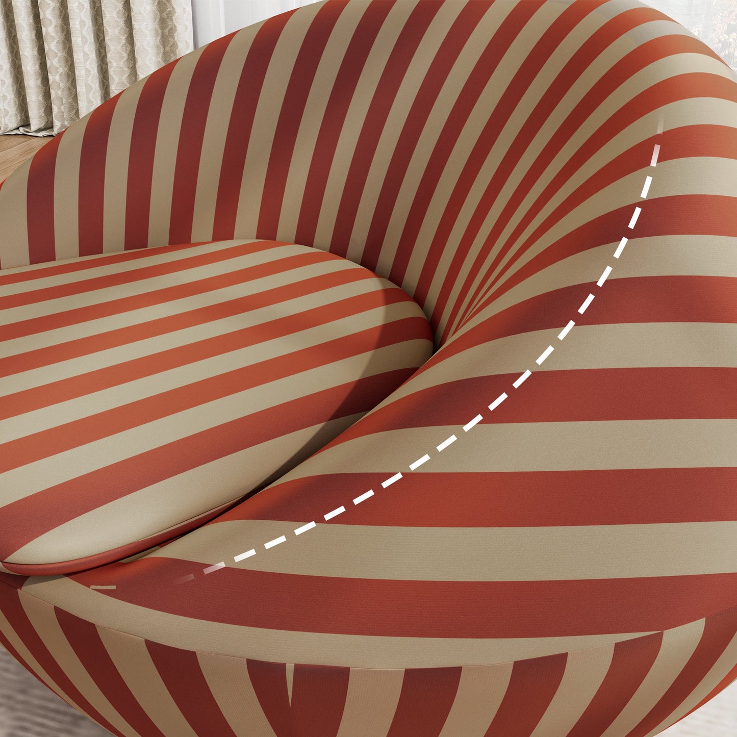 Lounge Chair-Red Yellow & Blue Yellow Stripe