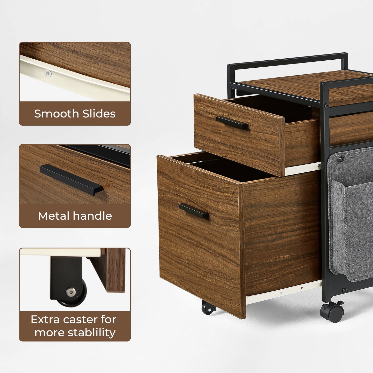 23" Rolling File Cabinet with Drawer