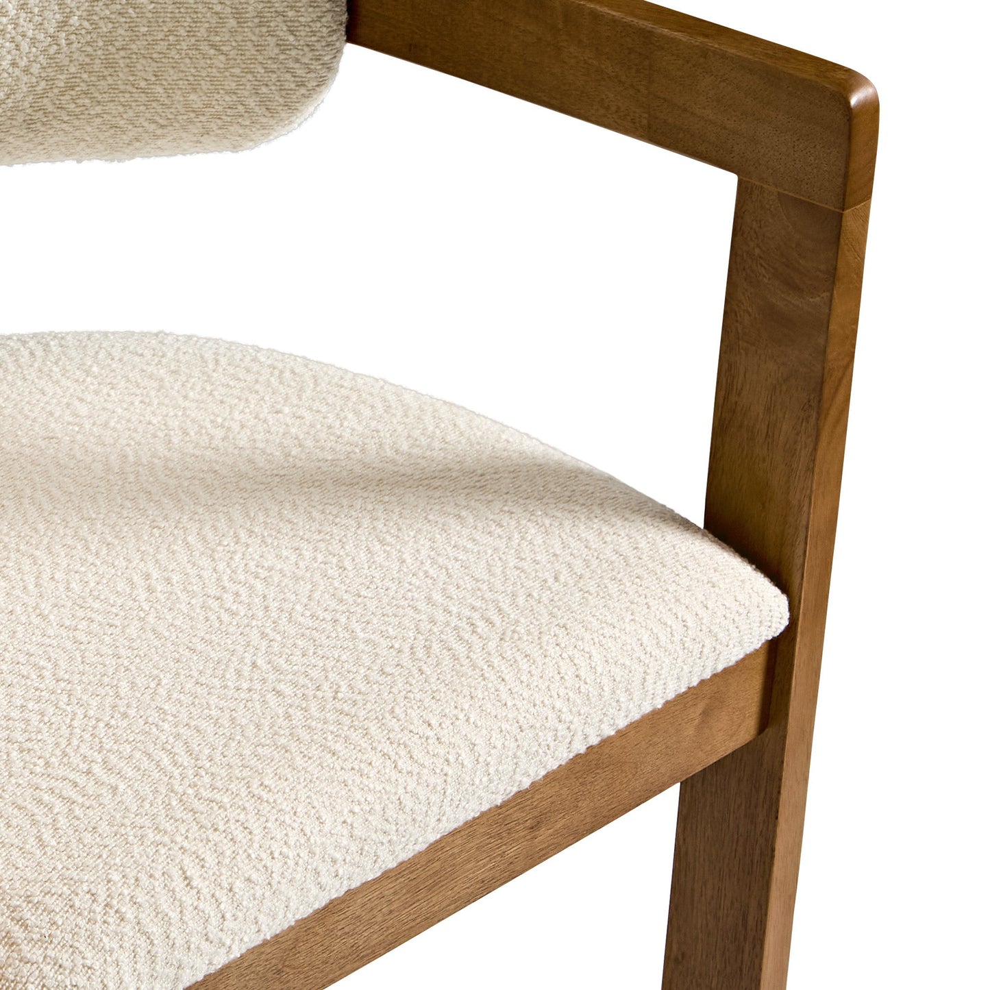 Elle Boucle Dining Chairs Set of 2, Walnut/Black