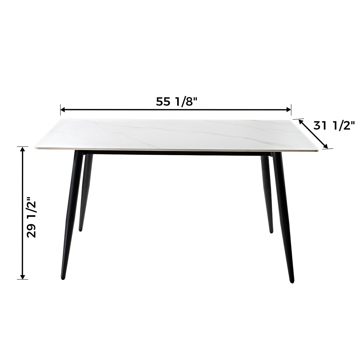 Liam, 55.91" Dining Table with Sintered Stone, White