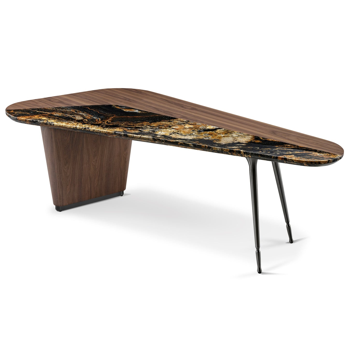 [Coming Soon] Magma, Natural Marble & Wood Top Office Desk (86"x37")
