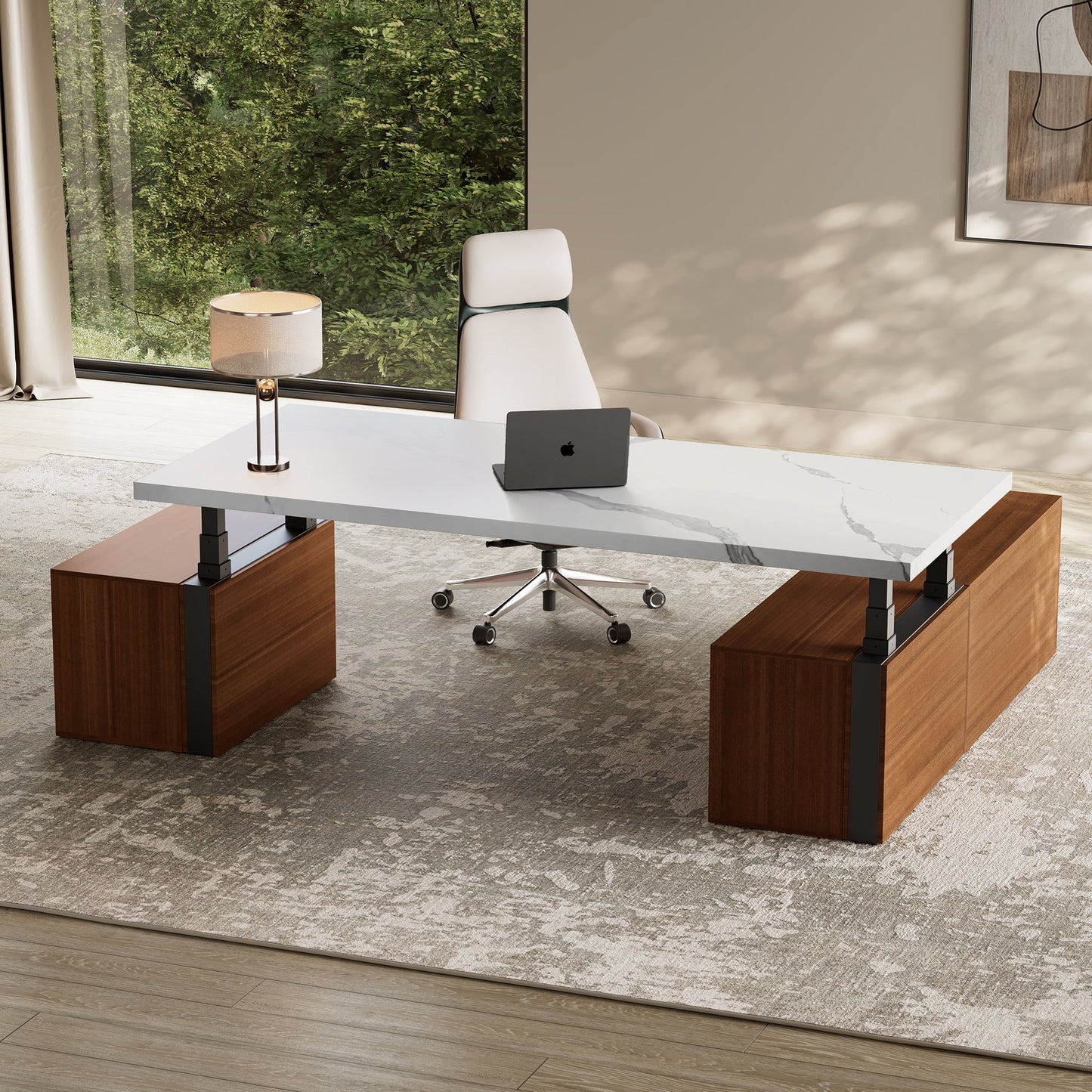 Zen Pro Series, 87"/72" Executive Standing Desk with Cabinets Set