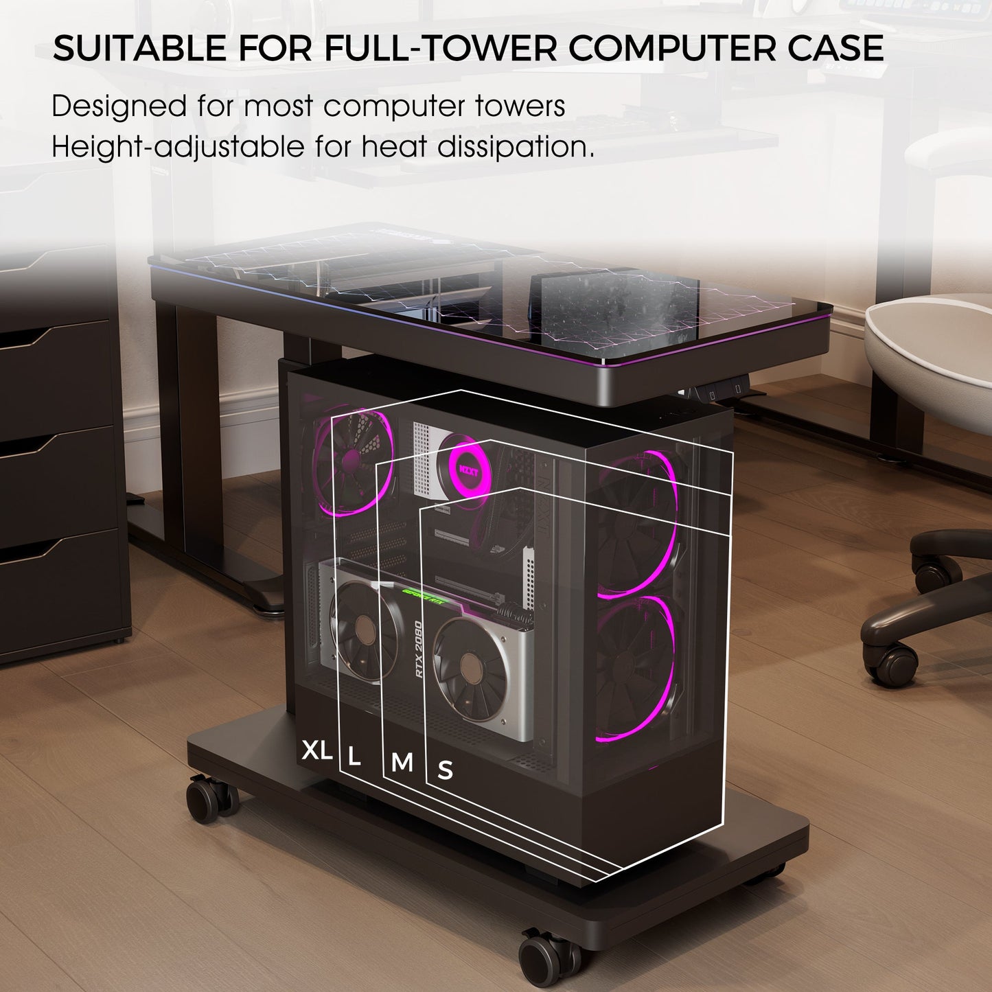 Height-Adjustable Illuminated Panel CPU Cart