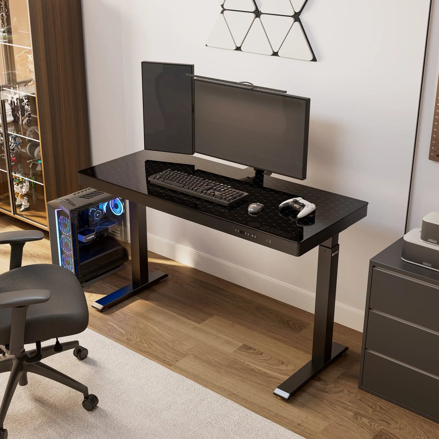 GTG-G55, Glass Desktop Gaming Standing Desk (55"x23")