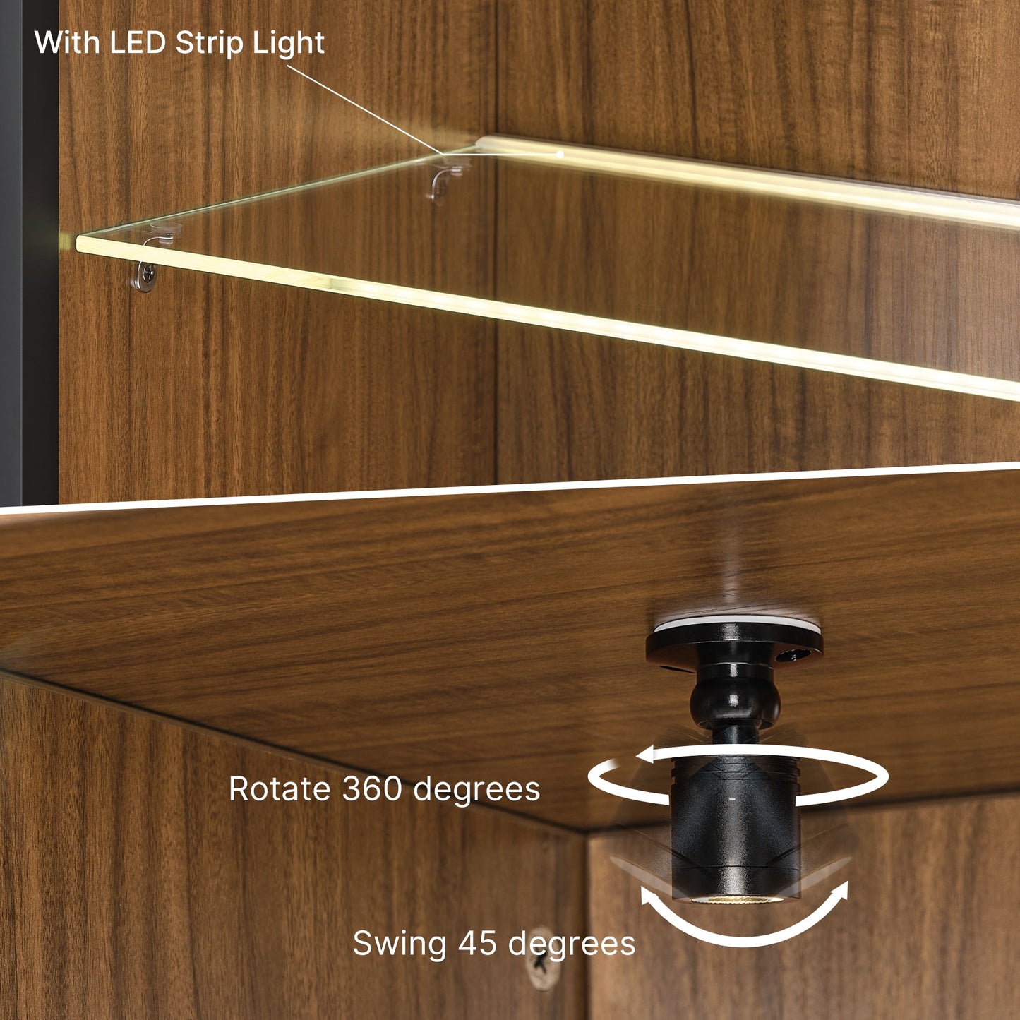 32" Wall Mounted Curio Cabinet with Glass Doors