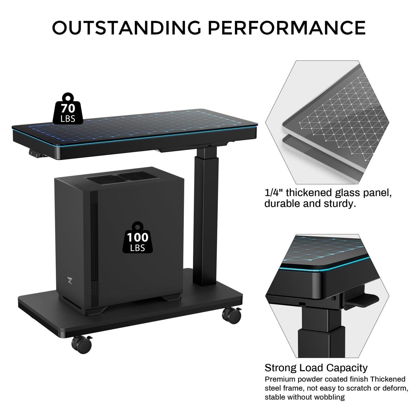 Height-Adjustable Illuminated Panel CPU Cart