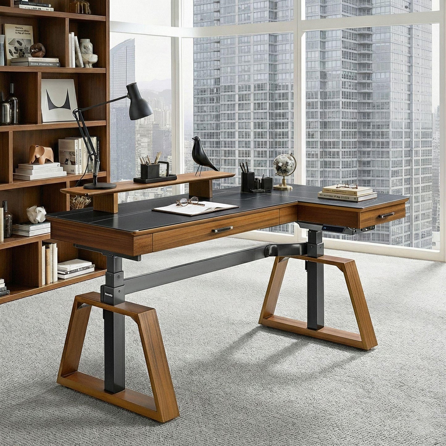 Ark Pro L-Shaped Standing Desk (Sintered Stone, 63"x23")