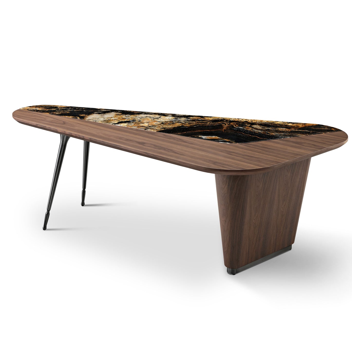 [Coming Soon] Magma, Natural Marble & Wood Top Office Desk (86"x37")