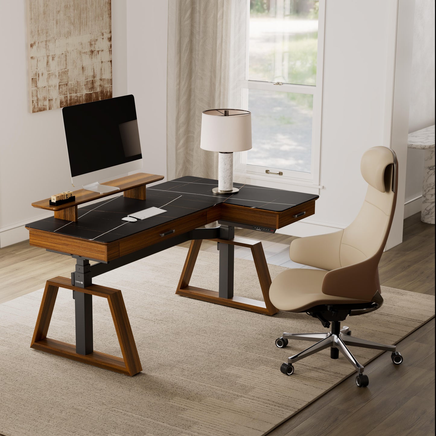 Executive Office Set:  Ark Standing Desk & Premium Executive Chair