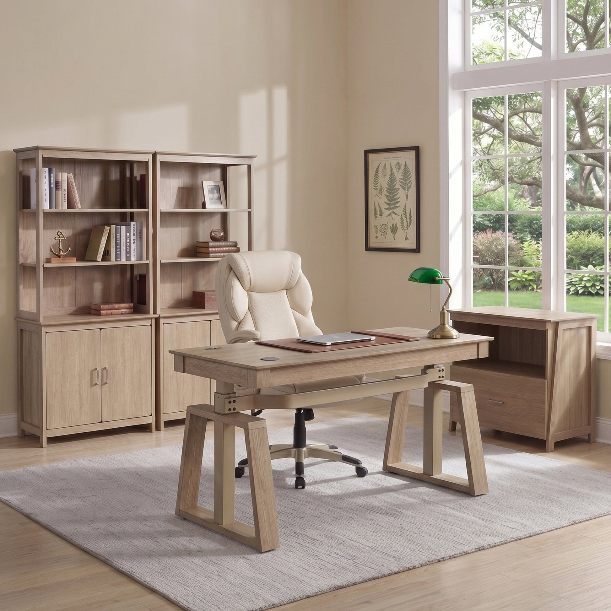 Executive Office Set：Ark EL Standing Desk, Chair & Storage