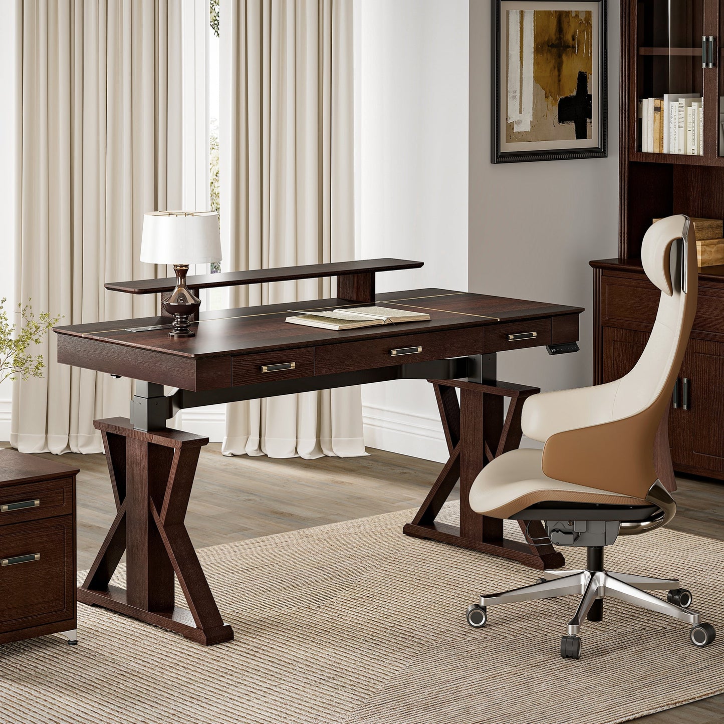 Executive Office Set: Ark SWS Pro Standing Desk & Executive Office Chair
