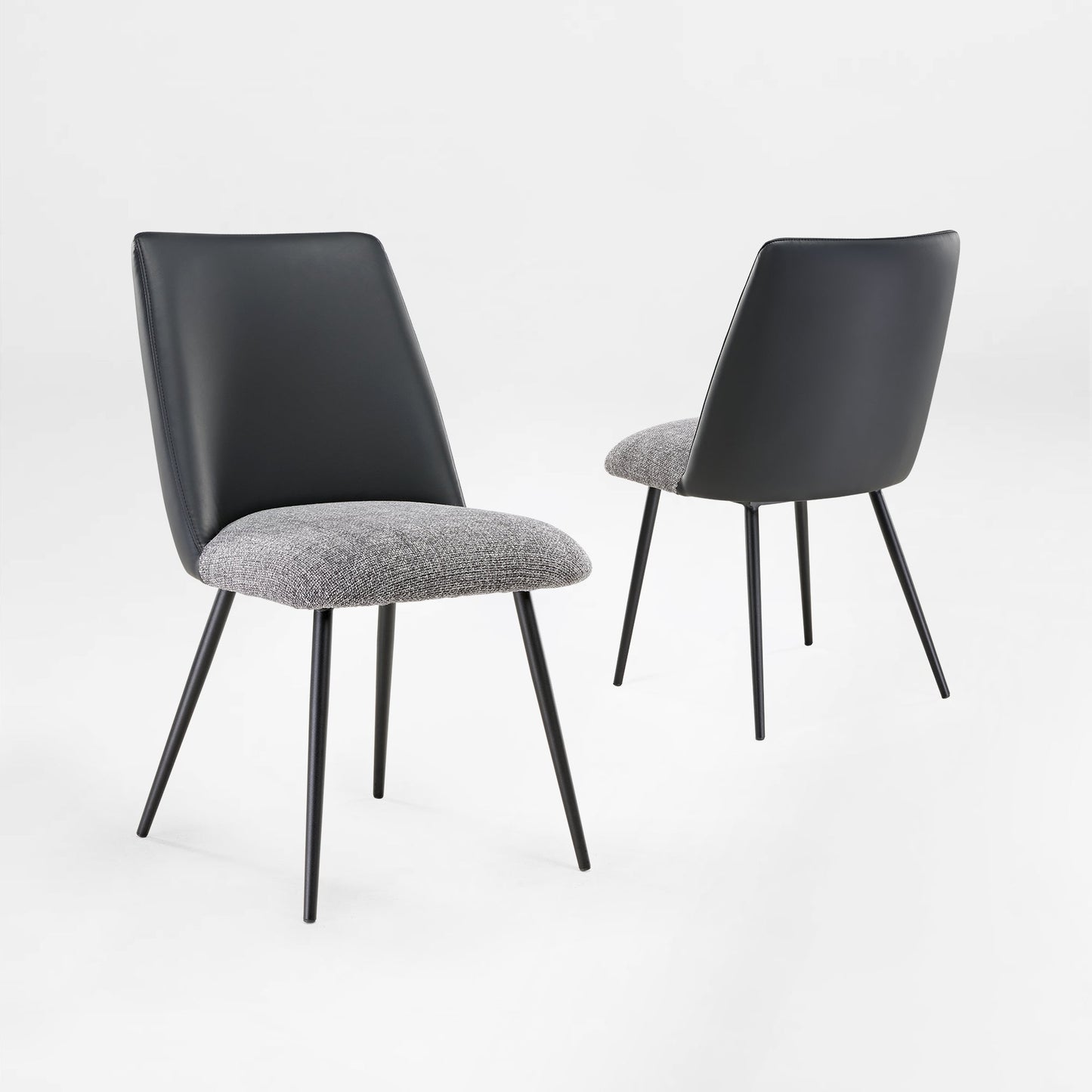 Solace, Upholstered Dining Side Chairs Set of 2, Black Gray