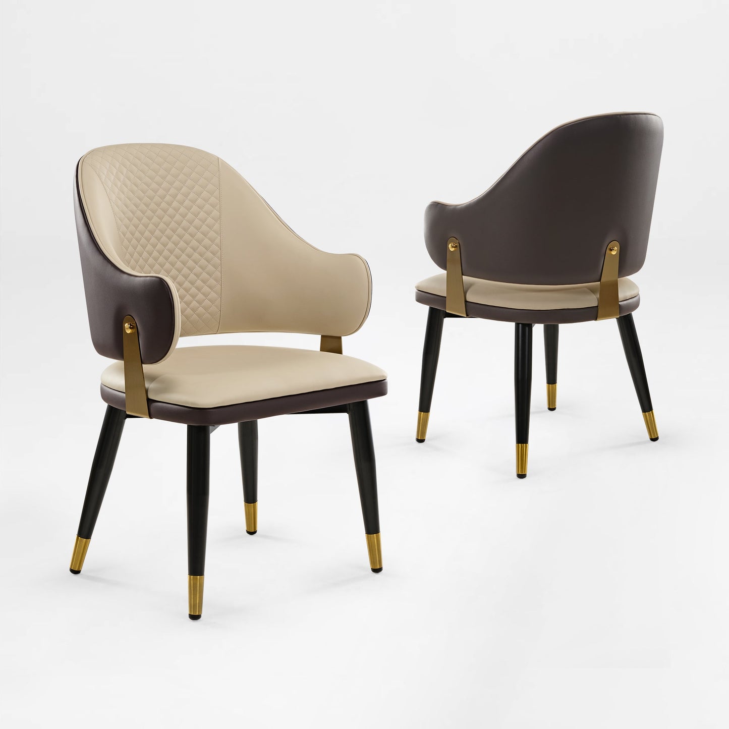 Anareli, Upholstered Dining Arm Chairs Set of 2,Beige & Dark Brown