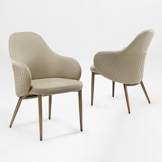 Acalay, Upholstered Dining Arm Chairs Set of 2, Beige