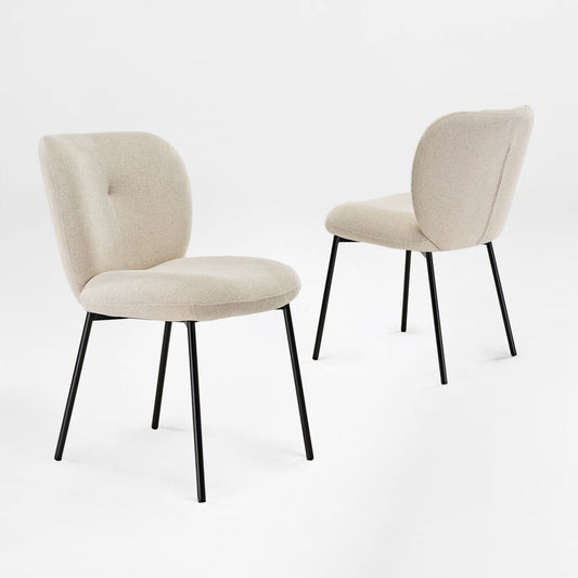 Sage, Upholstered Dining Side Chairs Set of 2, Off-White