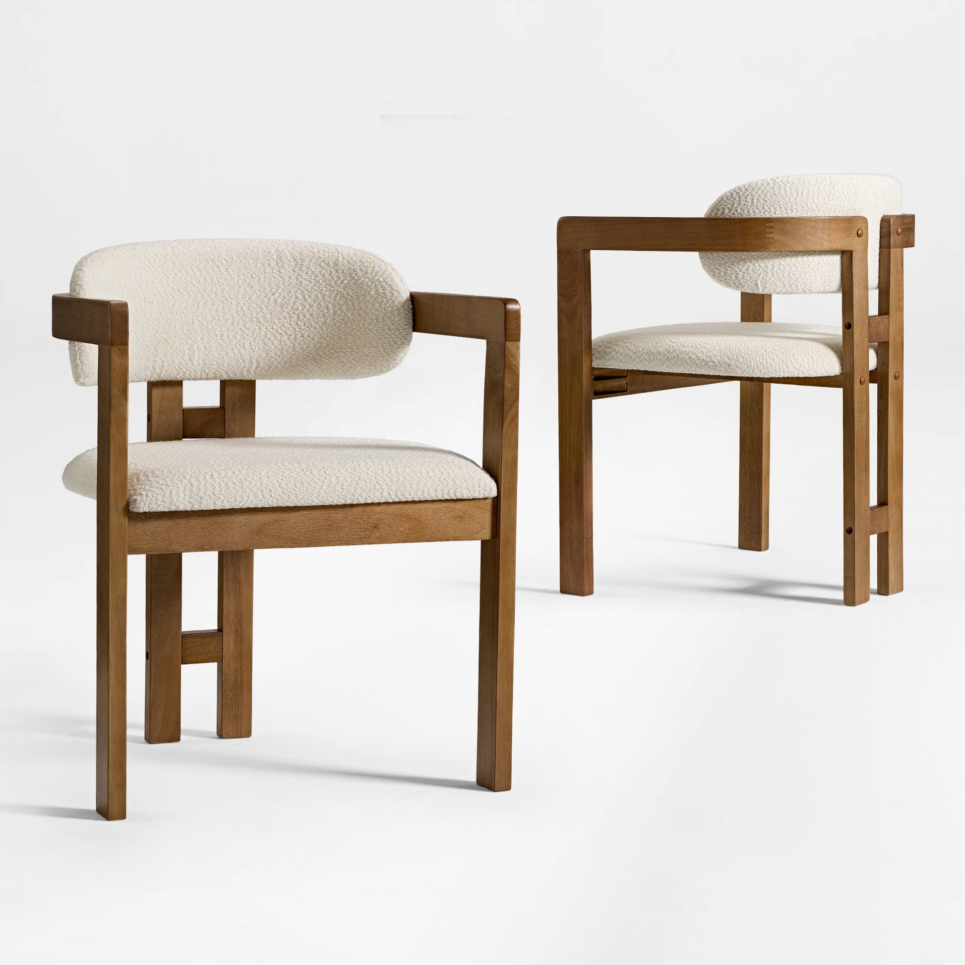 Elle Boucle Dining Chairs Set of 2, Walnut/Black