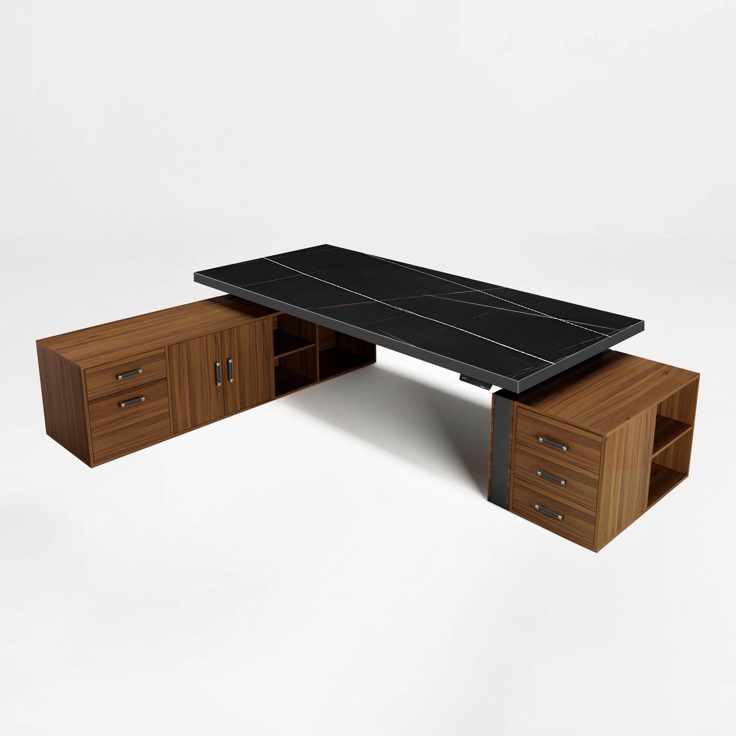 Zen Pro Series, 87"/72" Executive Standing Desk with Cabinets Set