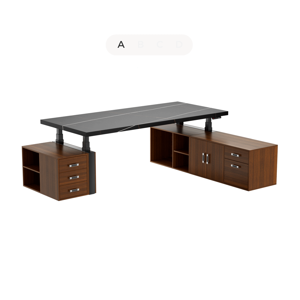 Zen Pro Series, 87"/72" Executive Standing Desk with Cabinets Set