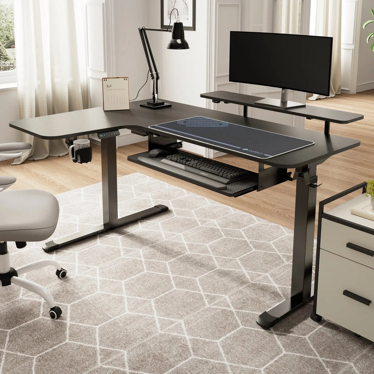 L-Shaped Standing Desk with Accessories Set (60"x23")
