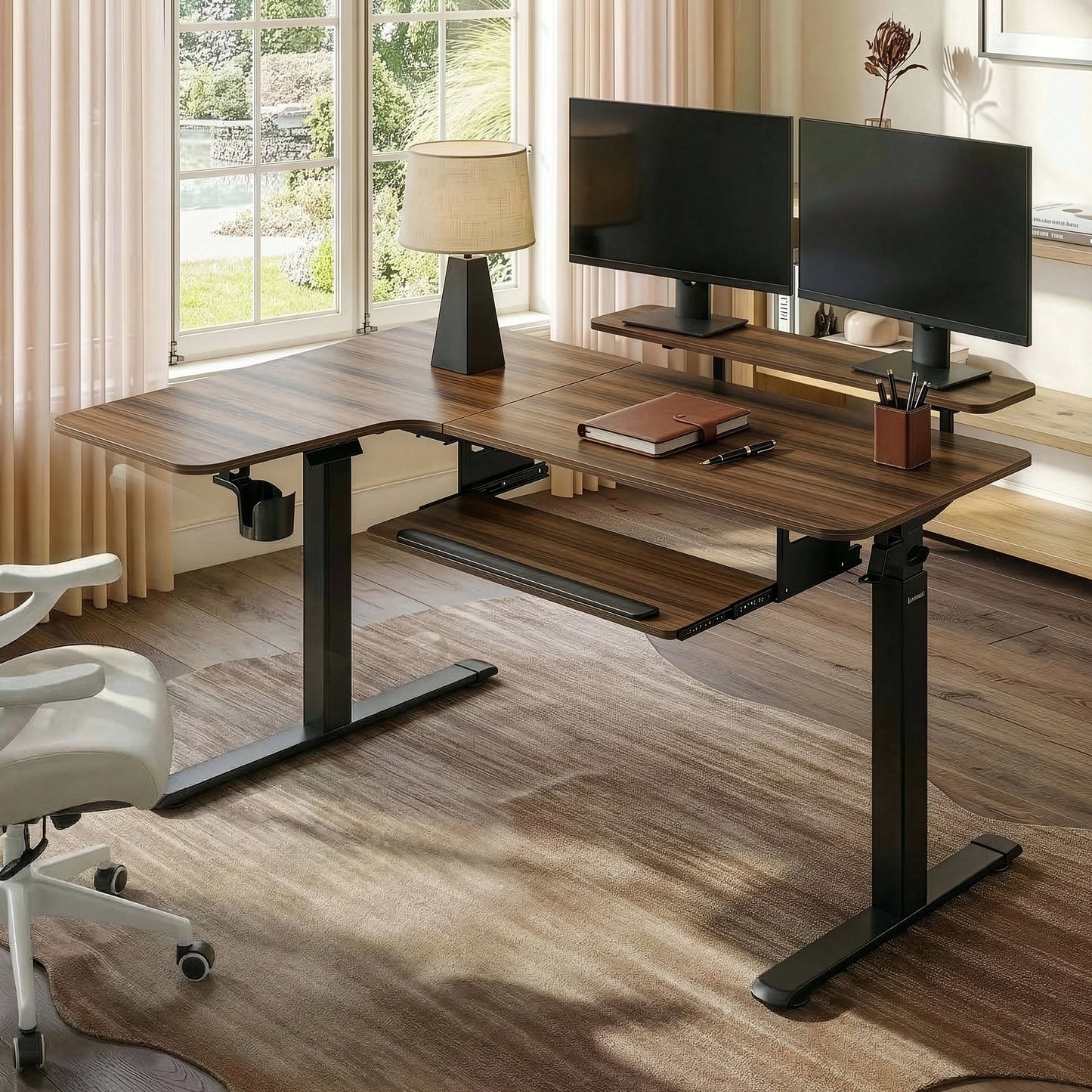 L-Shaped Standing Desk with Accessories Set (60"x23")