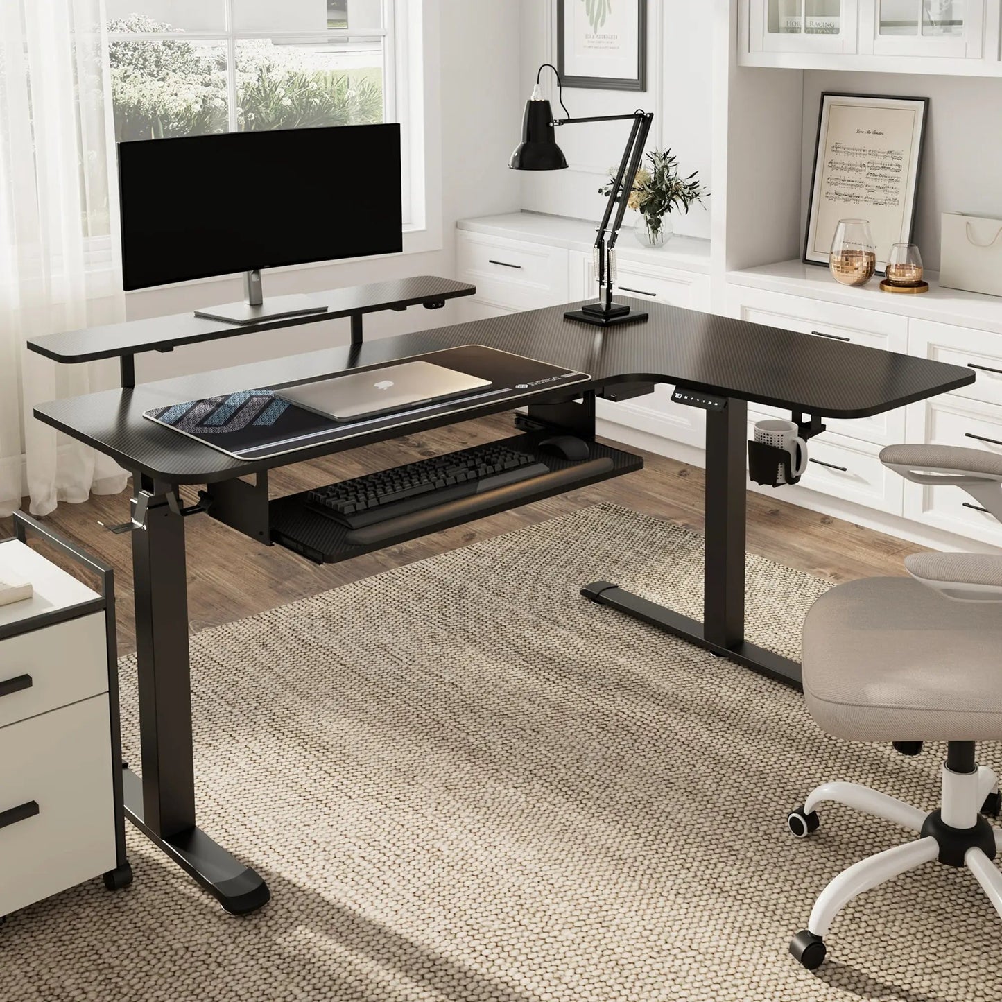 L-Shaped Standing Desk with Accessories Set (60"x23")
