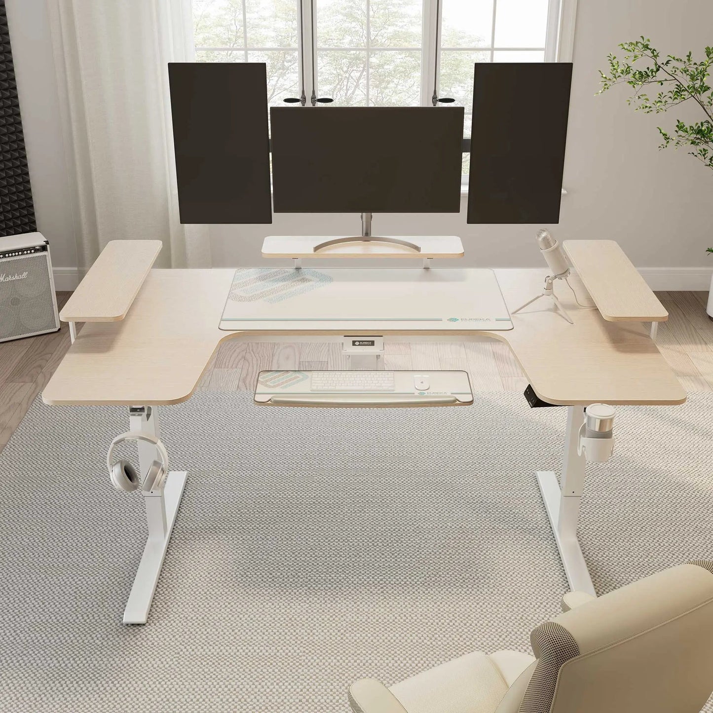 U-Shaped Standing Desk with Accessories Set (74"x23")