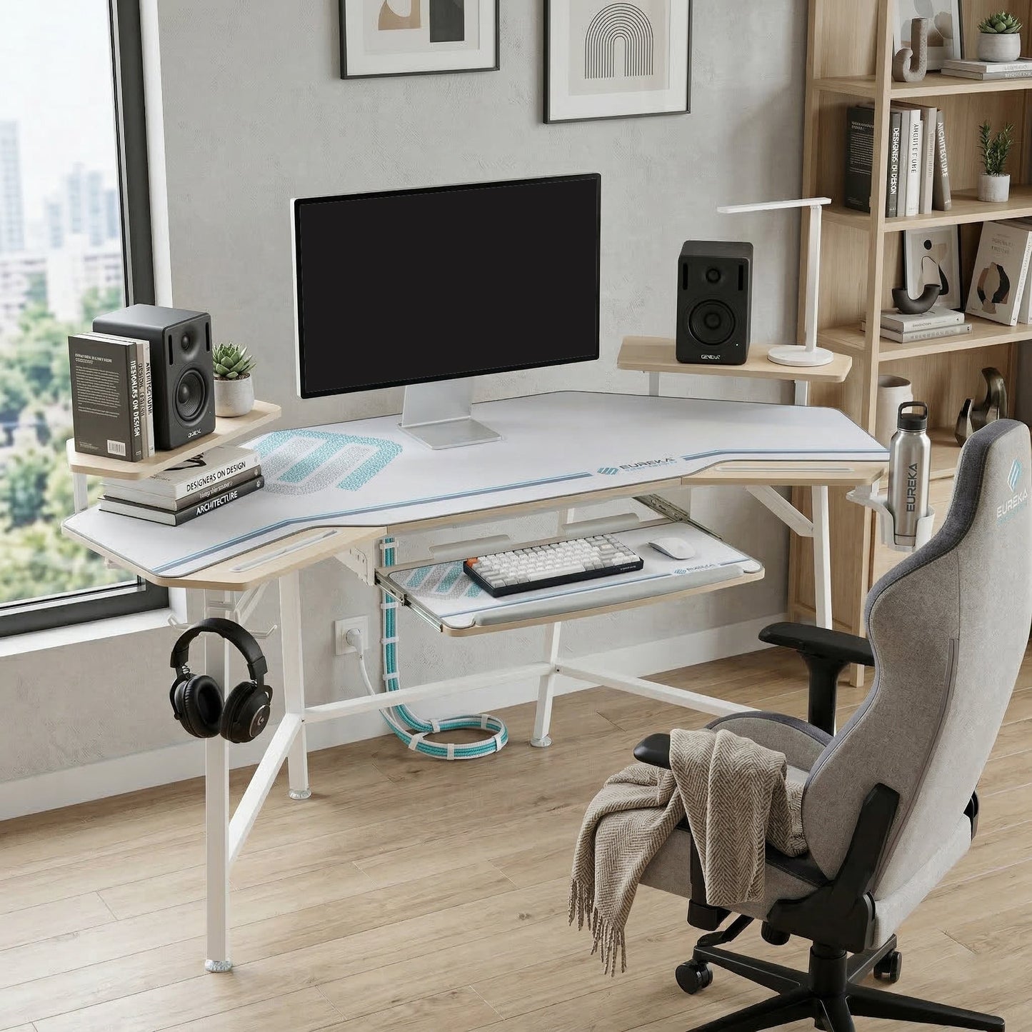 Aero Wing Shaped Studio Desk (73"x23")