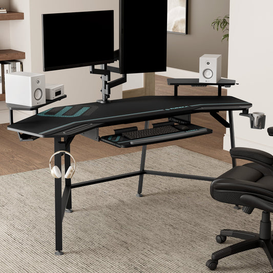 Aero Wing-Shaped Studio Desk, Black (63" & 72'')